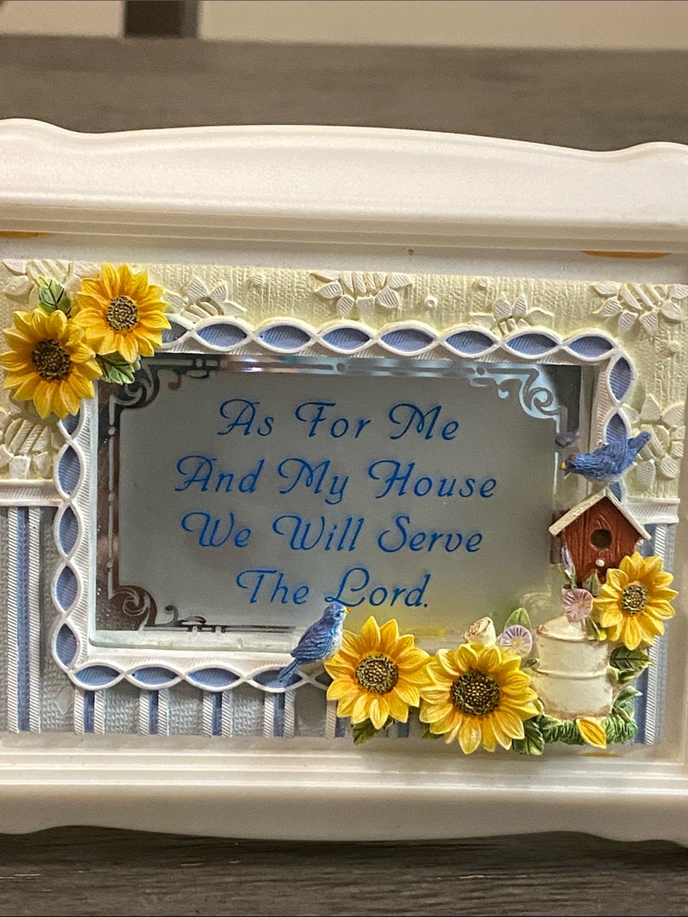 Decorative White Sunflower Frame with Inspirational Verse